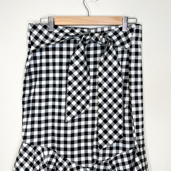 New York & Company Skirt L Black White Gingham Print Mermaid Midi Size 12 - Picture 3 of 10